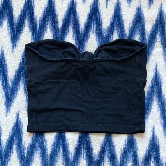 UO Truly Madly Deeply Tie Front Tube Top Black - Picture 6 of 7